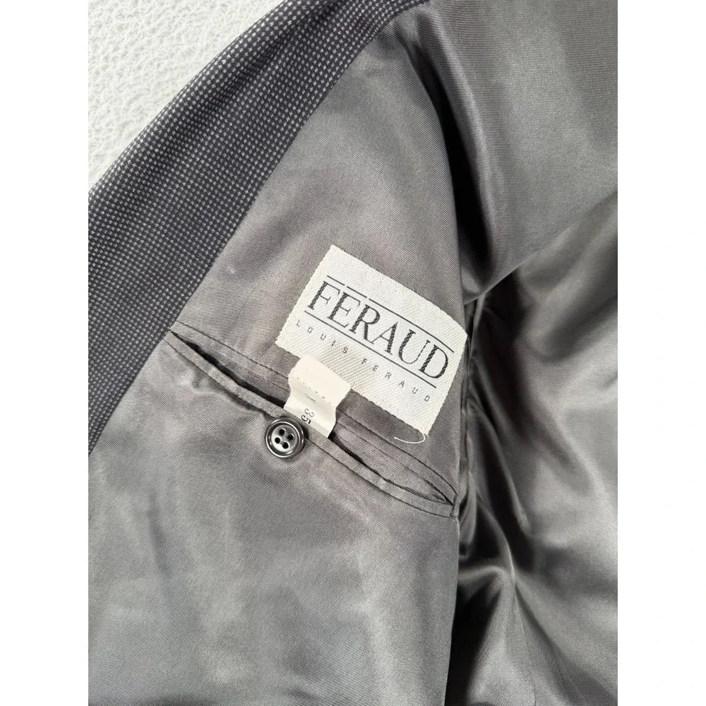 Feraud Louis Feraud Blazer Men's 42R Gray Wool Double Breasted Coat Tweed Peak